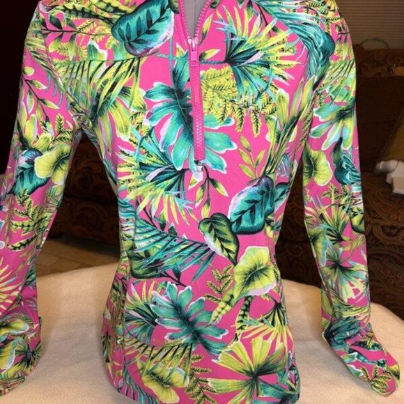 Tommy Bahama Printed L/S 1/2 Zip Neck Knit UPF 50 Golf Top Shirt S L XL NWT - Picture 3 of 4